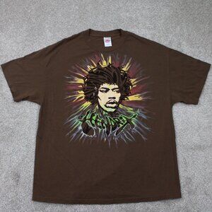 Jimi Hendrix Shirt Mens XL Brown Puffy Pain Tennessee River Tag S/S Pullover
